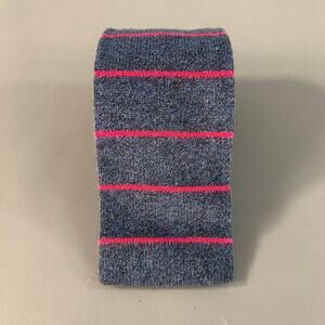 BERGDORF GOODMAN Blue Pink Stripe Cotton Knit Tie